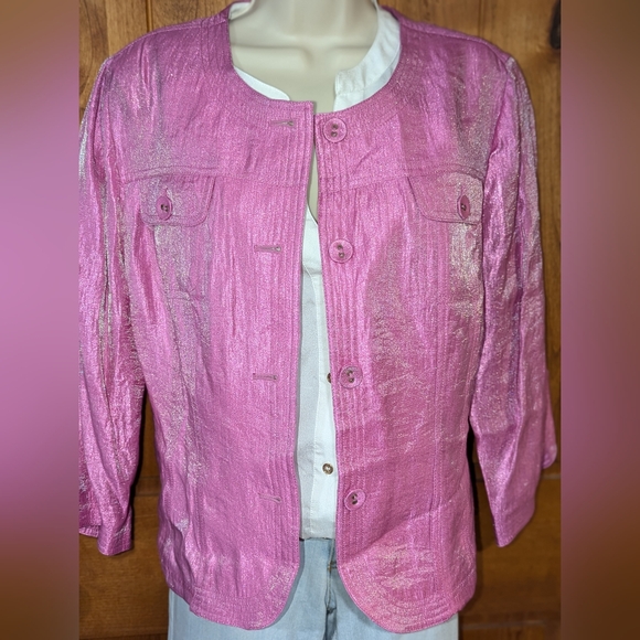 Ruby‎ Rd. Pink Metallic Jacket - Picture 4 of 9